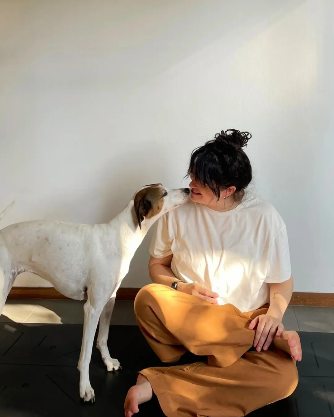 Kerry sitting with her dog